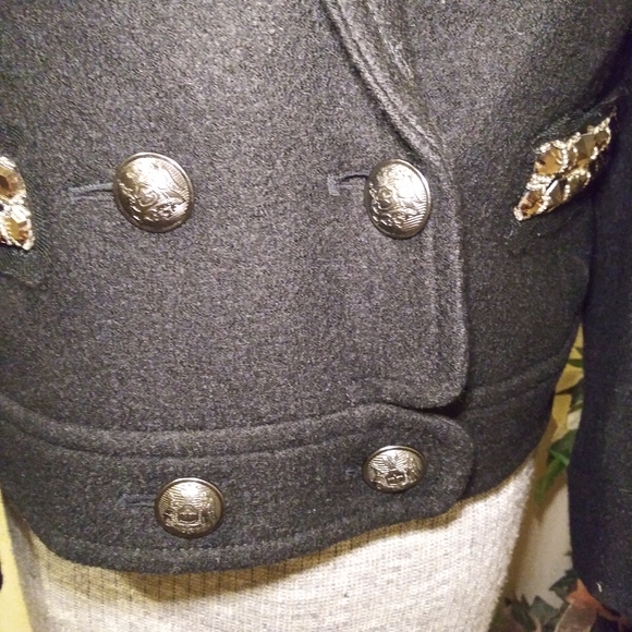 Loft Black Cropped Wool Blend Jacket With Jeweled Pockets - Picture 3 of 10